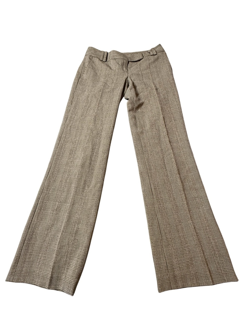 Ann Taylor Petite 0P Signature Fit Lower On Waist Plaid Wide Leg Trouser Pants